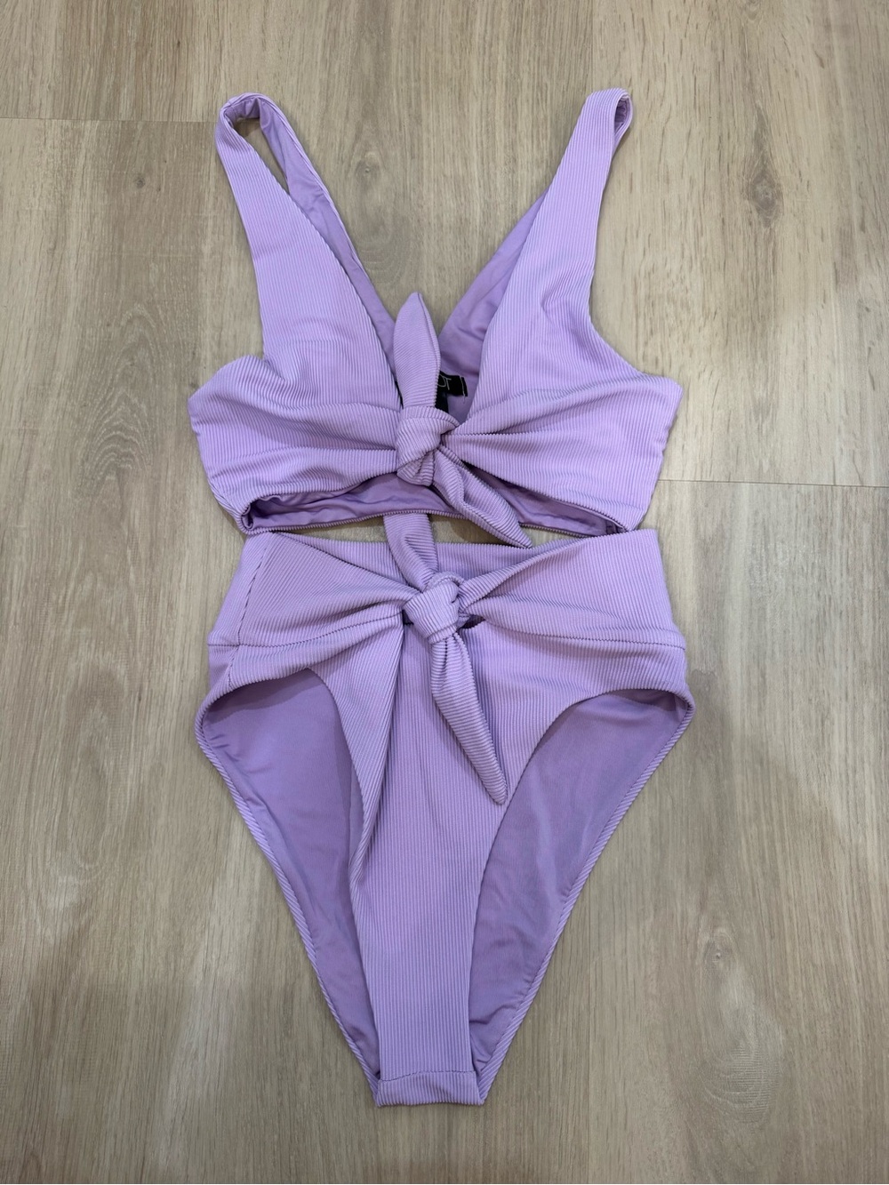 Beach Riot Lilac Knot-Front Ribbed Bikini Set